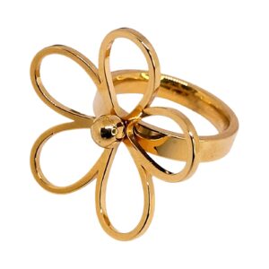 Anel Flor 5 Pétalas Vazadas Dourado