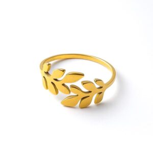 Anel Folhas de Louro Dourado