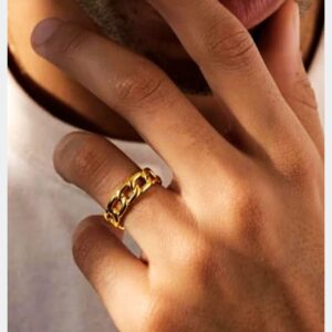 Anel Unissex Elo Corrente Dourado