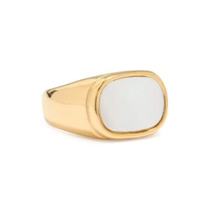 Anel Dourado Madrepérola Quadrado Arredondado